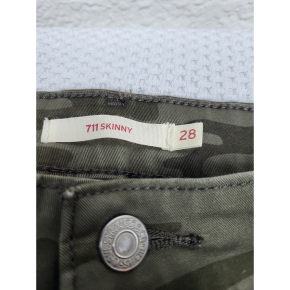 Levi's 711 Skinny Jeans Women 28 Green Camo White Tab Skinny Ankle Utility‎ - Picture 2 of 10
